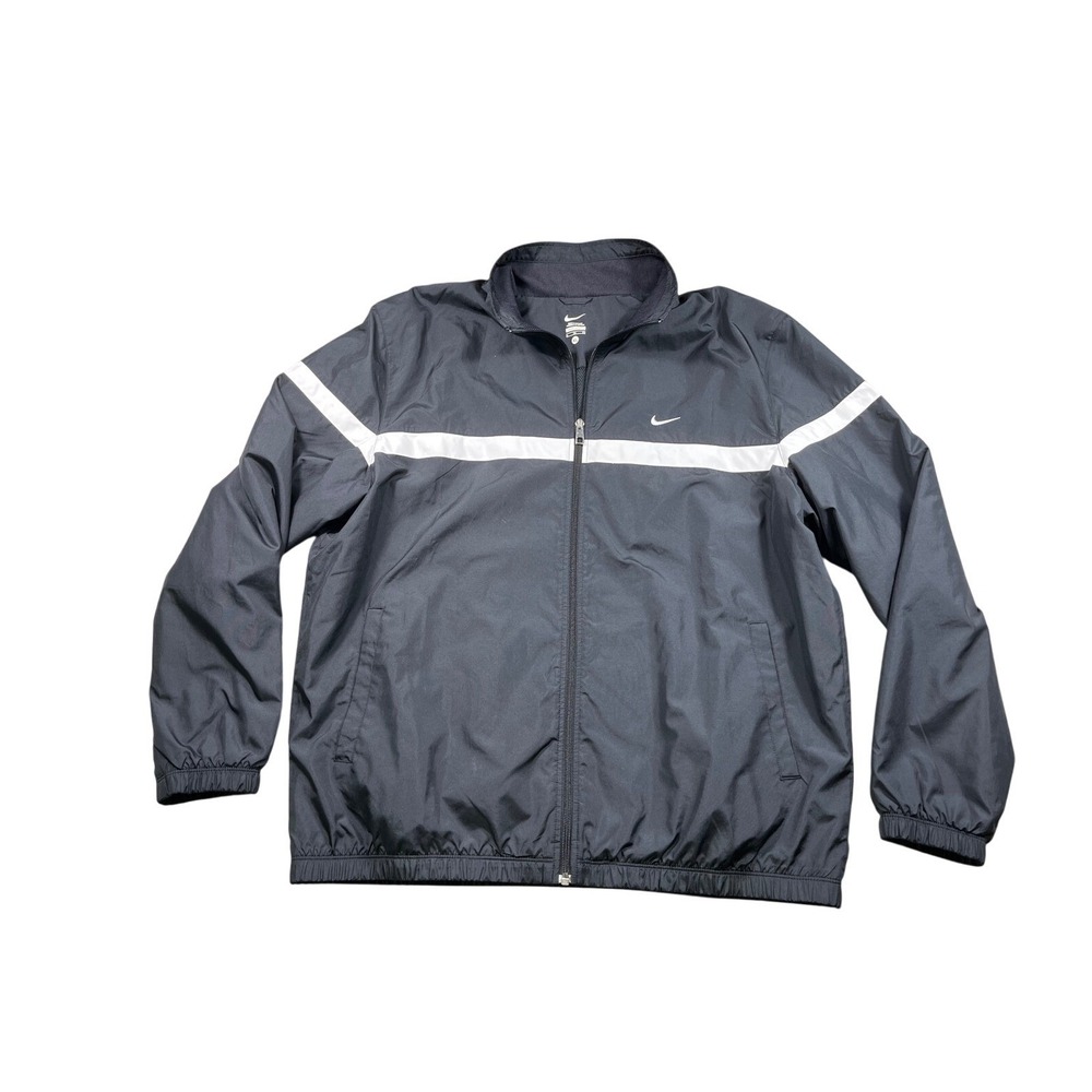 Nike Mens XL Windbreaker Jacket Black White Full Zip Athletic‎ Lightweight